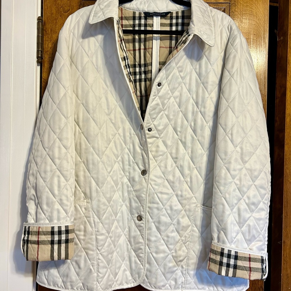 Burberry White Quilted Utility Jacket